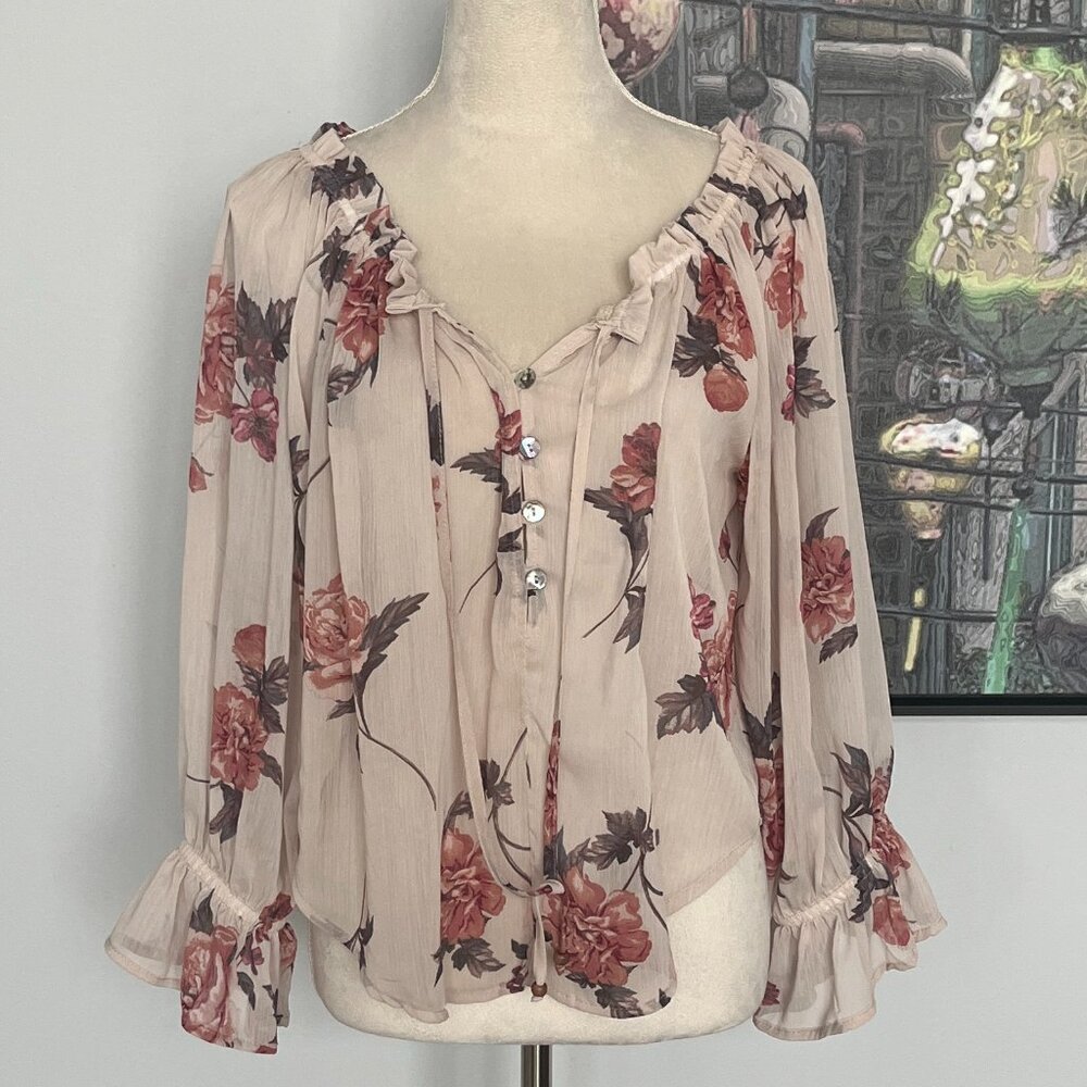 LIFE Love is for Eternity Cream Rose Peasant Blouse L